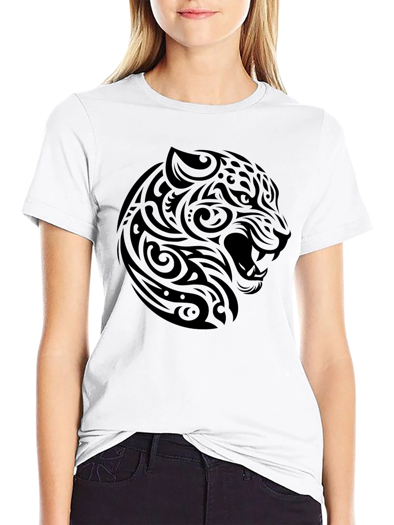 Tribal Jaguar Graphic Black T-Shirt