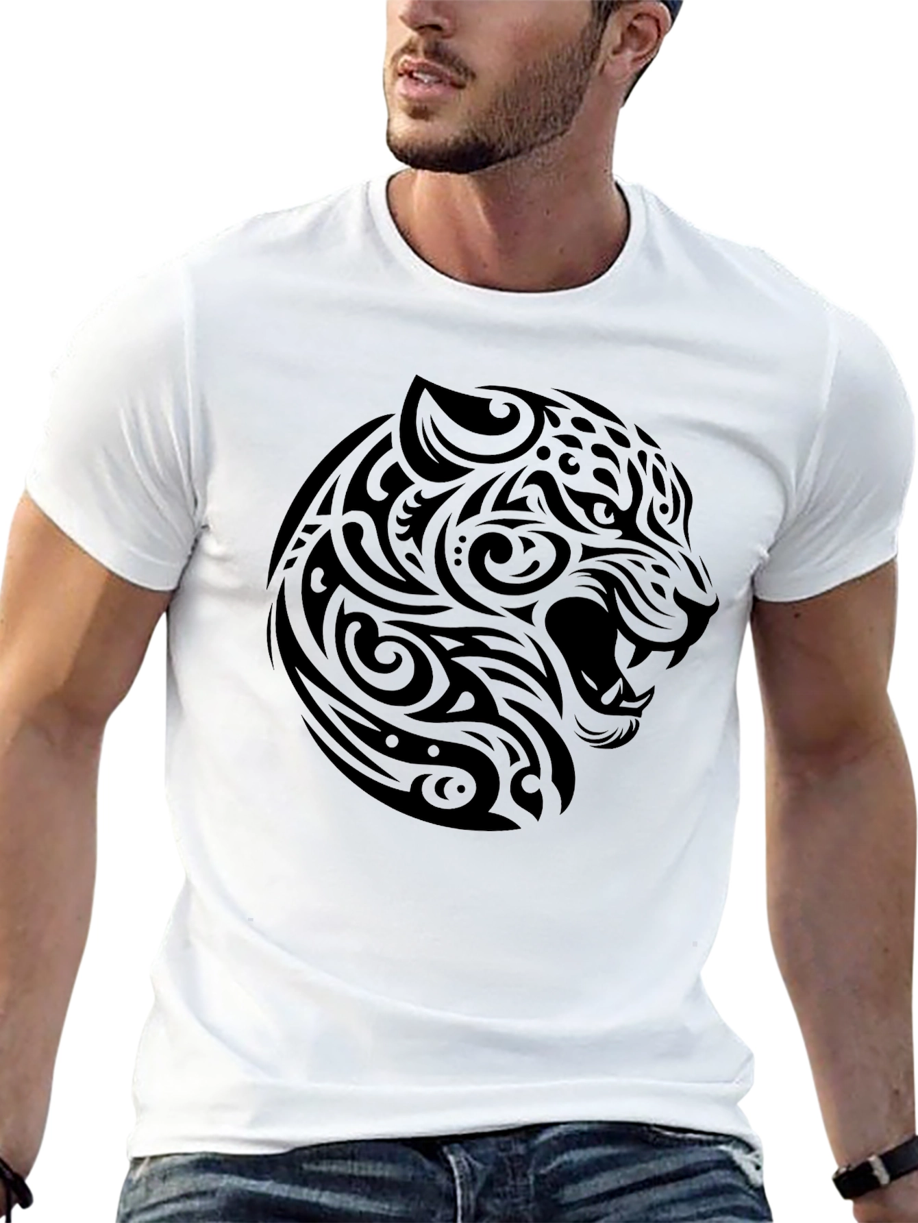 Tribal Jaguar Graphic Black T-Shirt