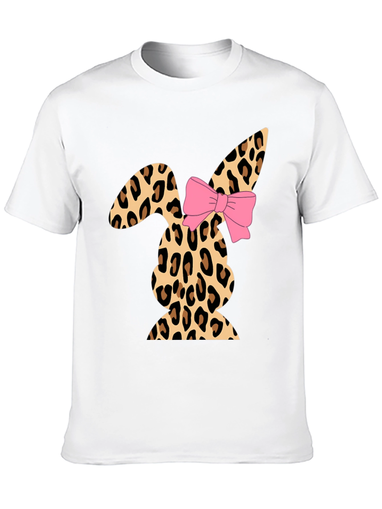 Leopard Print Easter Bunny T-Shirt with Bow