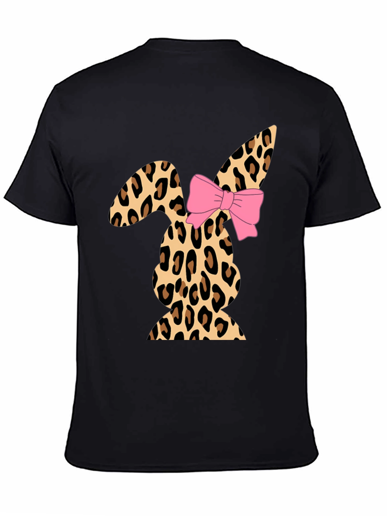 Leopard Print Easter Bunny T-Shirt with Bow