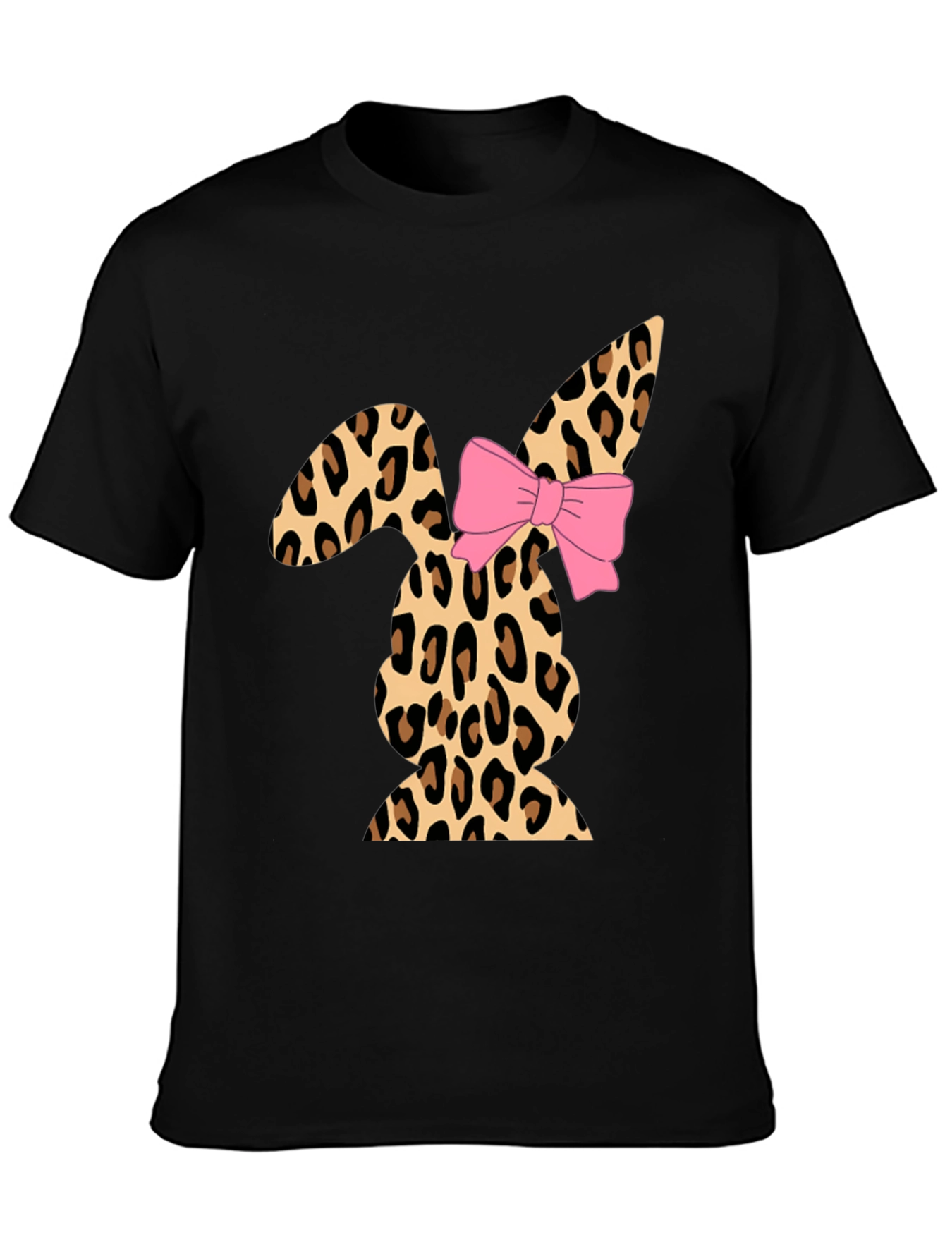 Leopard Print Easter Bunny T-Shirt with Bow