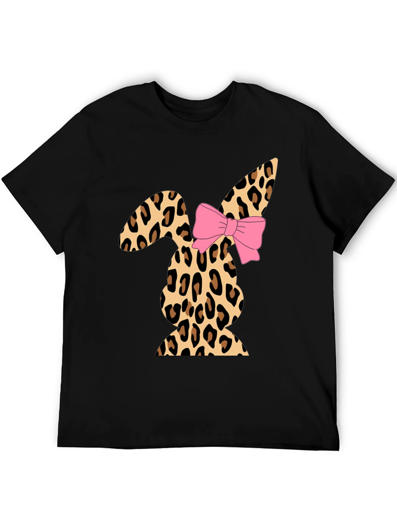 Leopard Print Easter Bunny T-Shirt with Bow