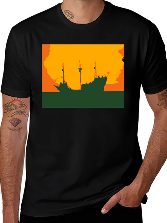 Silhouette Ship Graphic Tee - Black
