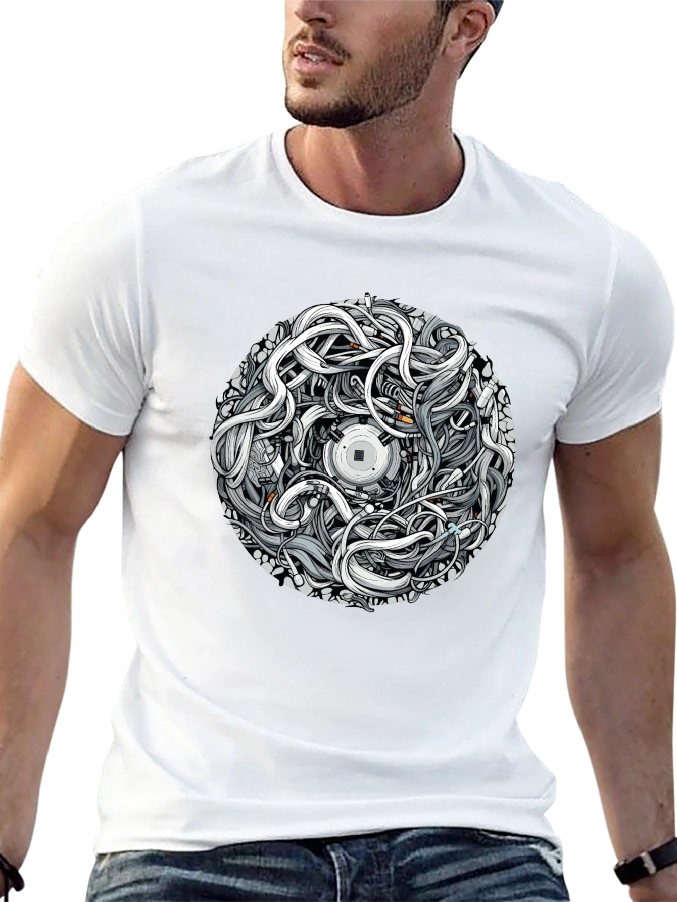 Abstract Graphic Print Black T-Shirt