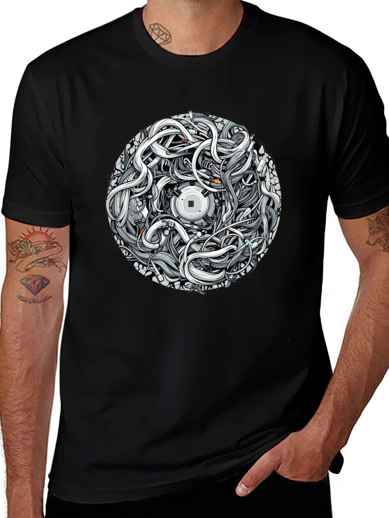 Abstract Graphic Print Black T-Shirt