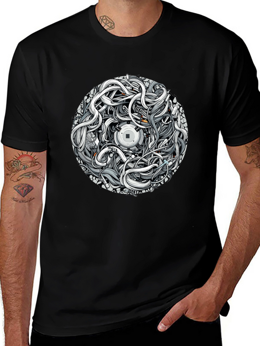 Abstract Graphic Print Black T-Shirt