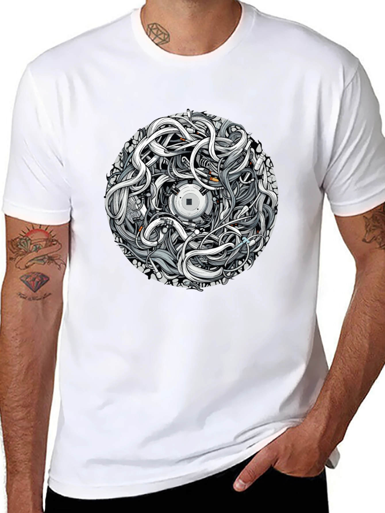 Abstract Graphic Print Black T-Shirt