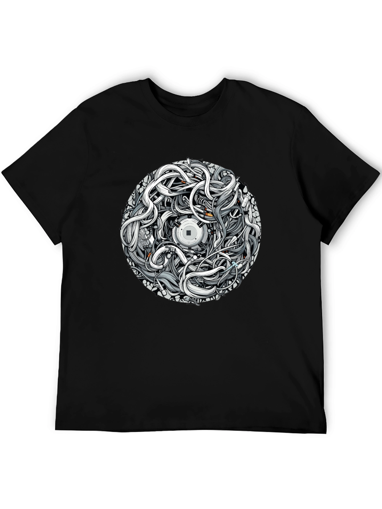 Abstract Graphic Print Black T-Shirt