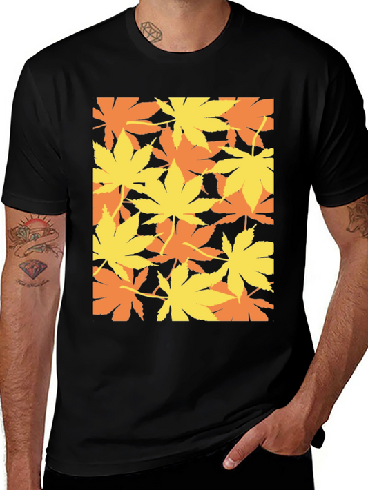 Marijuana Leaf Print Black T-Shirt