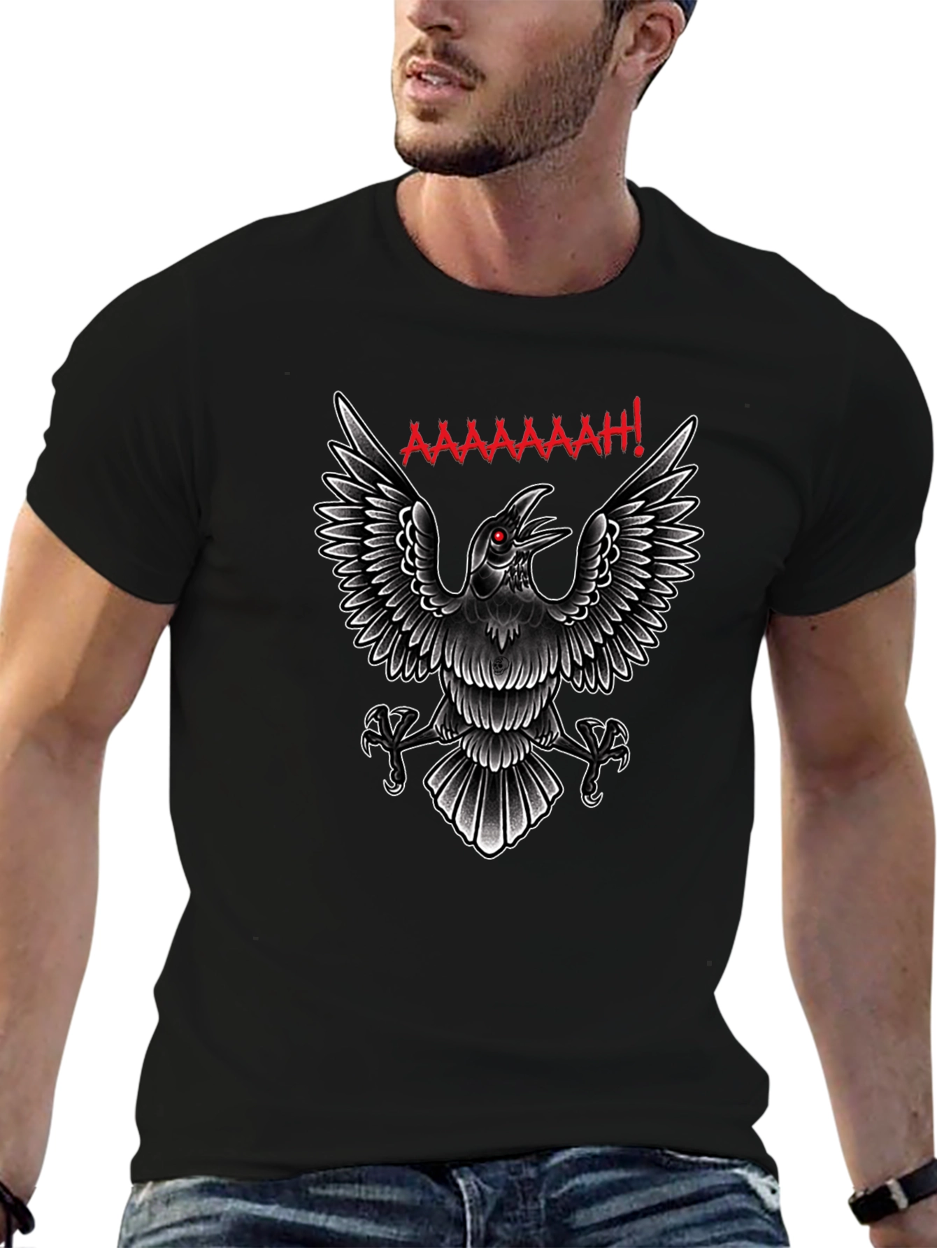 Screaming Raven Graphic Tee - Black