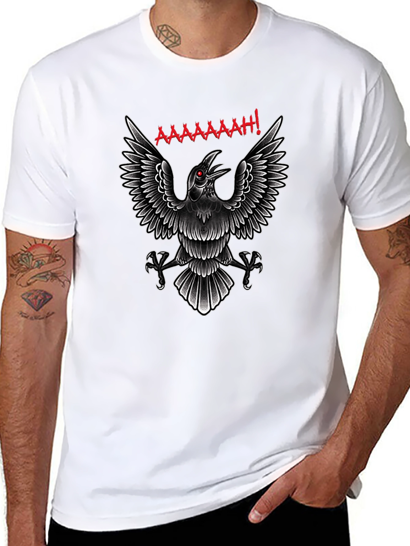 Screaming Raven Graphic Tee - Black