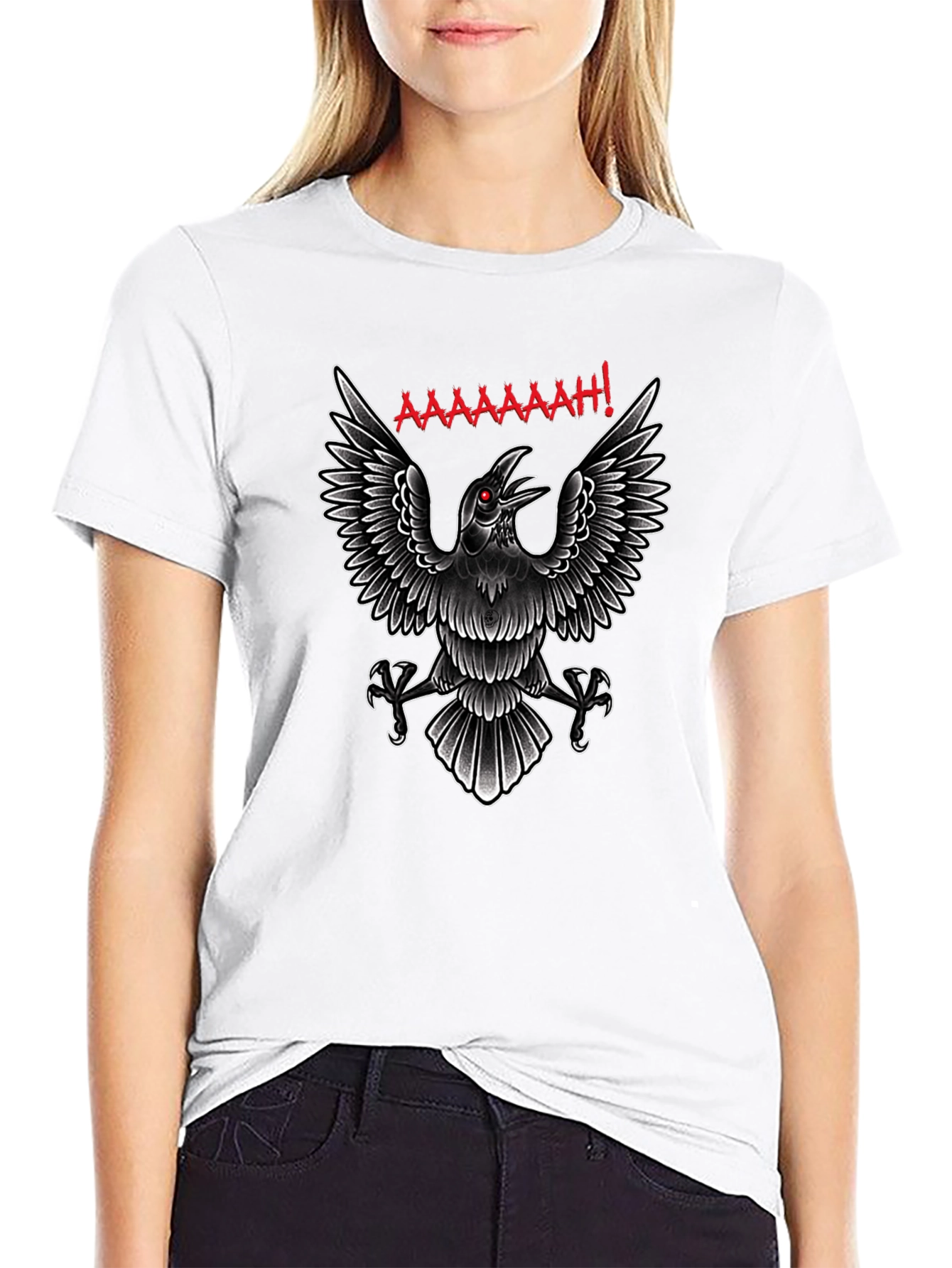 Screaming Raven Graphic Tee - Black