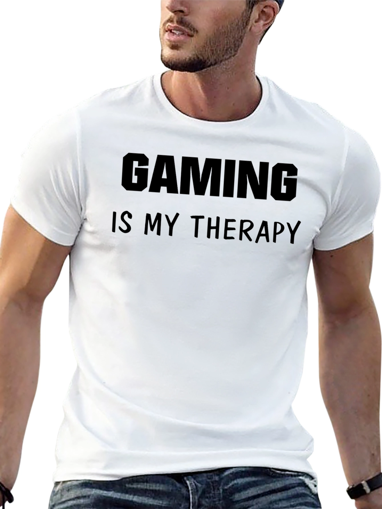 Gaming Is My Therapy Black Graphic Tee