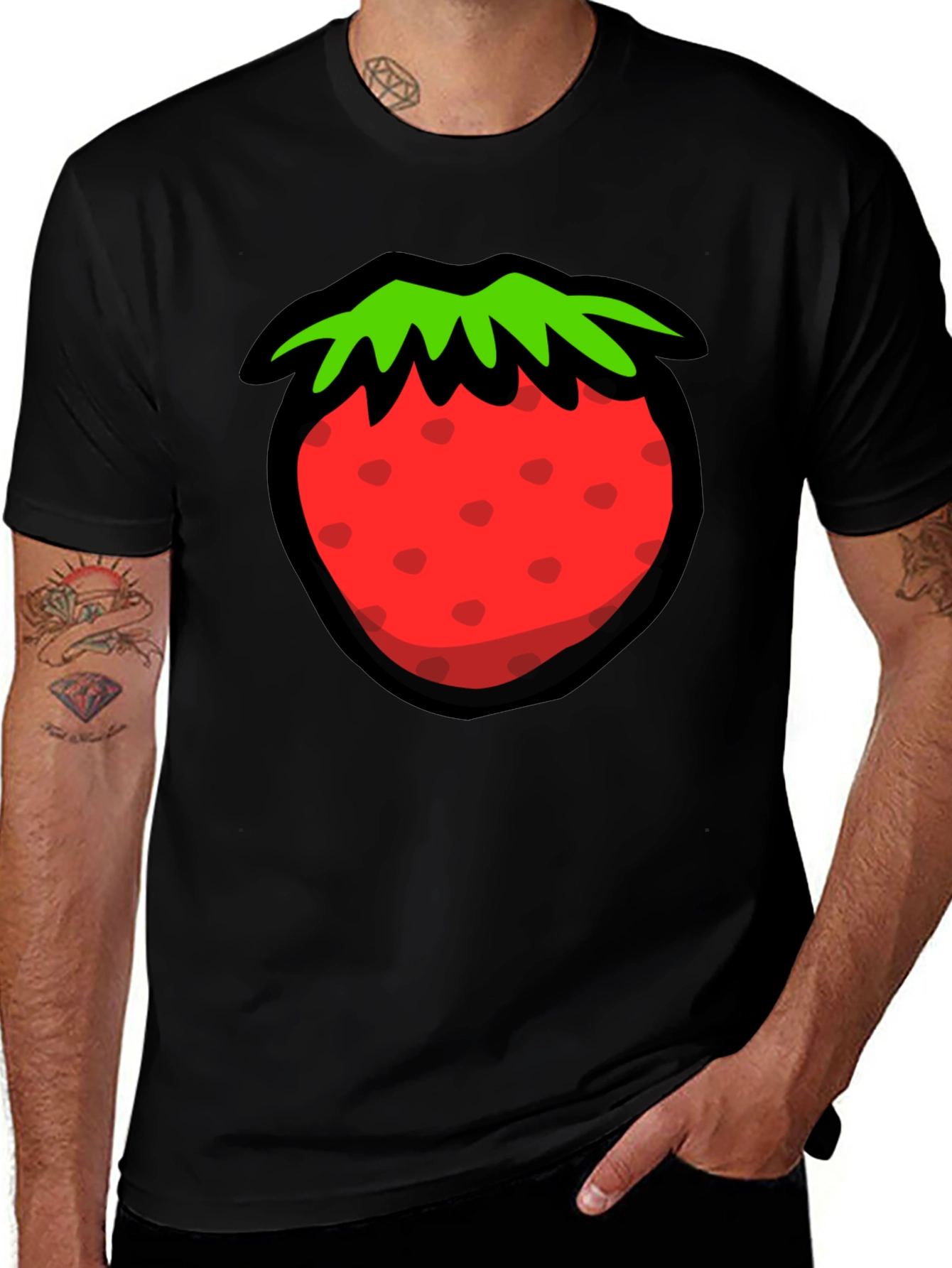 Strawberry Graphic Black T-Shirt