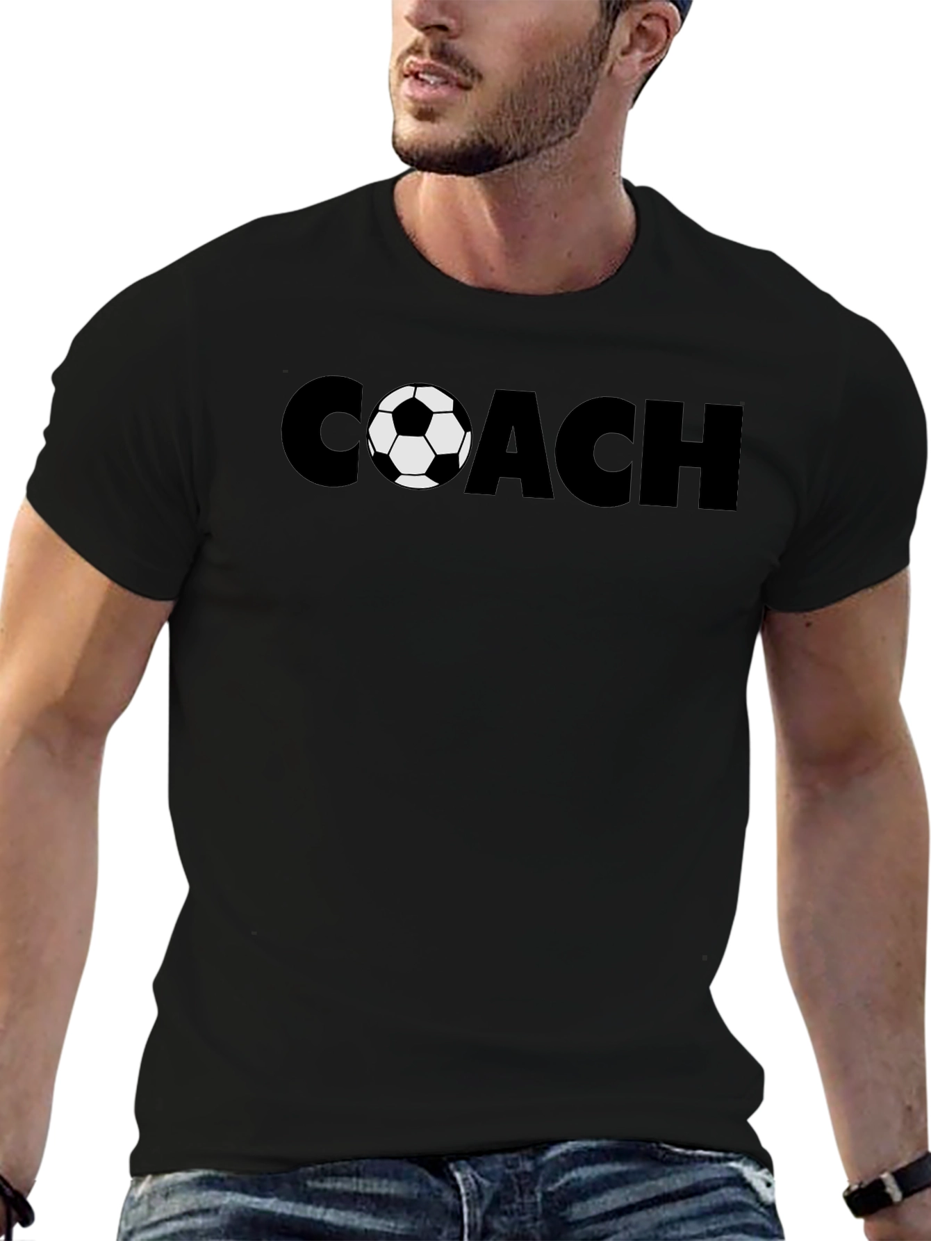 Soccer Coach Graphic Tee - Black Cotton T-Shirt