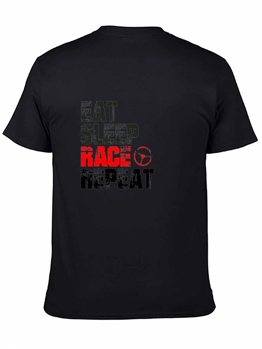 Eat Sleep Race Repeat Black T-Shirt