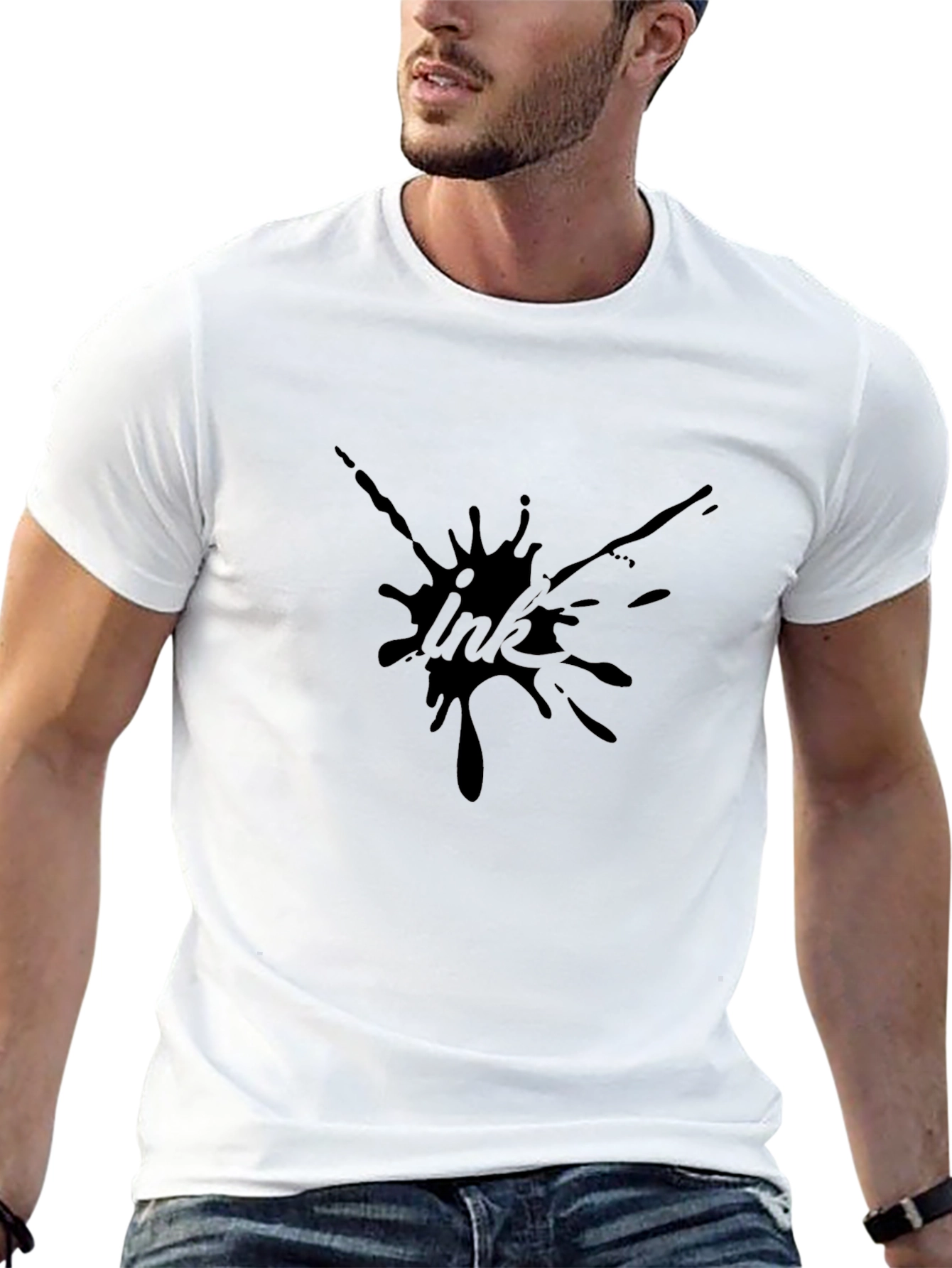Ink Splatter Graphic Tee - Bold Black T-Shirt