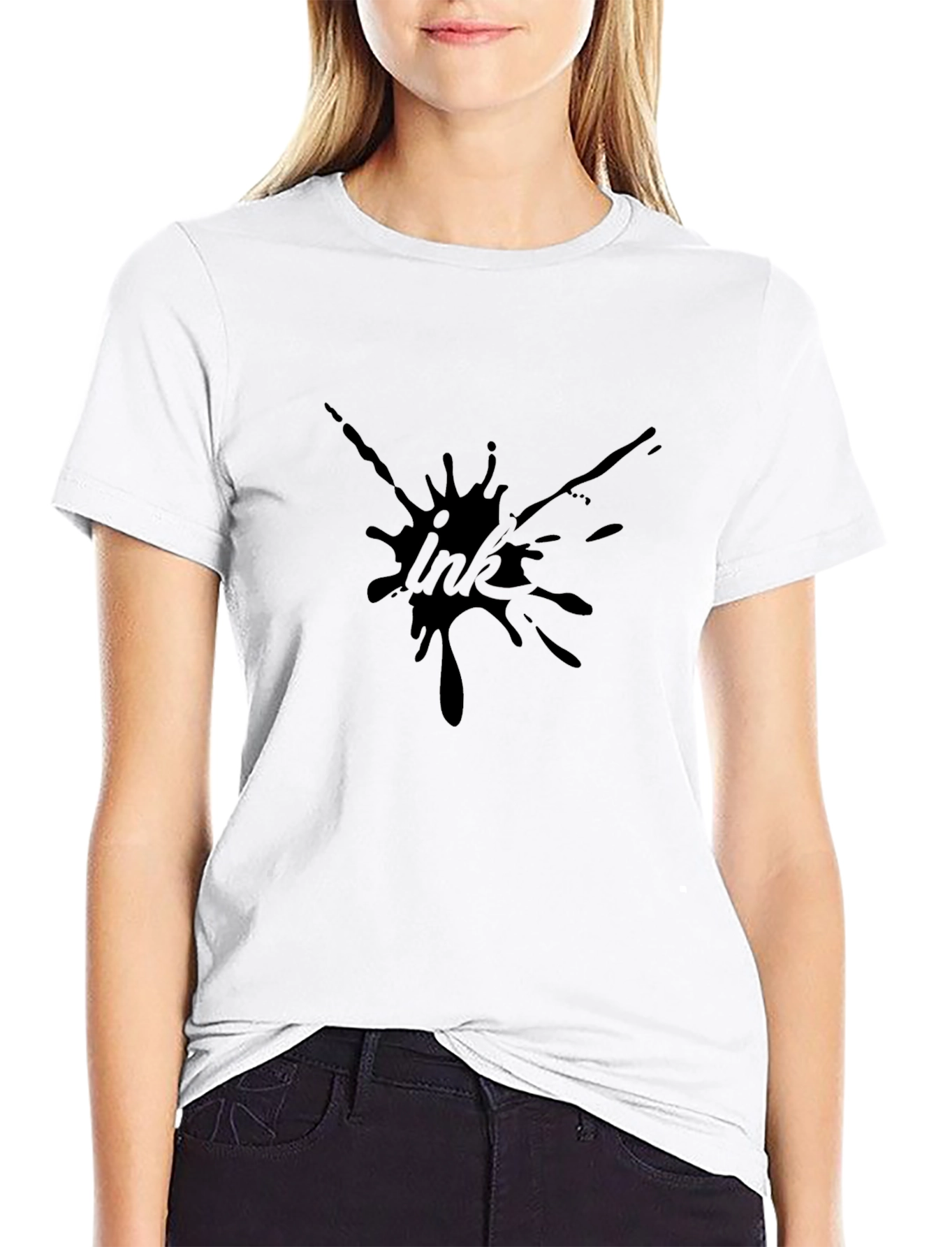 Ink Splatter Graphic Tee - Bold Black T-Shirt