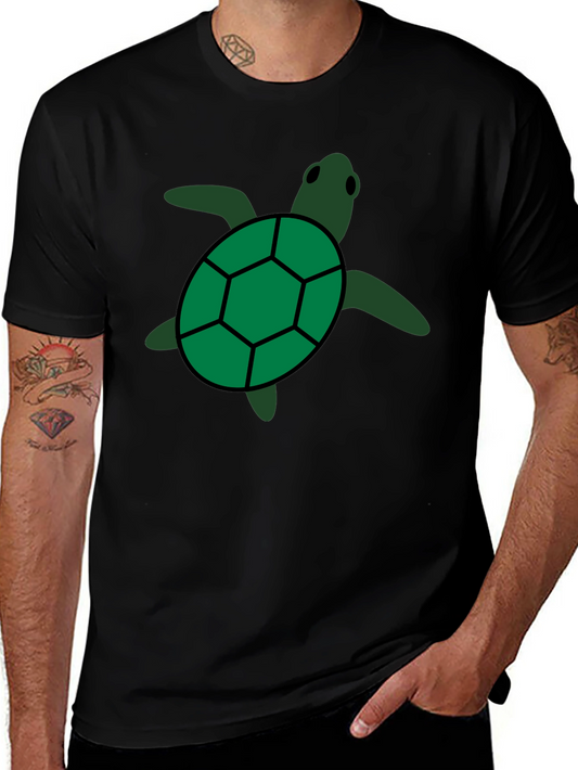 Green Sea Turtle Graphic Tee - Black Casual Shirt