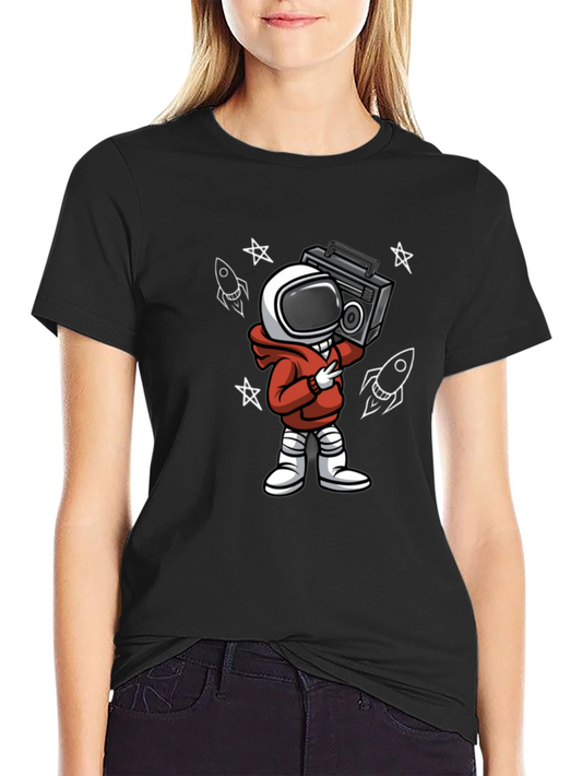 Astronaut Boombox Graphic Tee - Stylish Spaceman Design