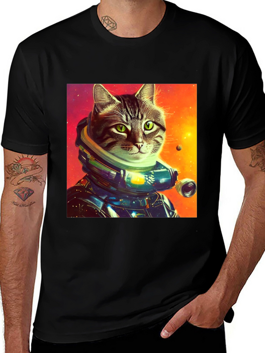 Astronaut Cat Graphic Tee - Cosmic Cool!