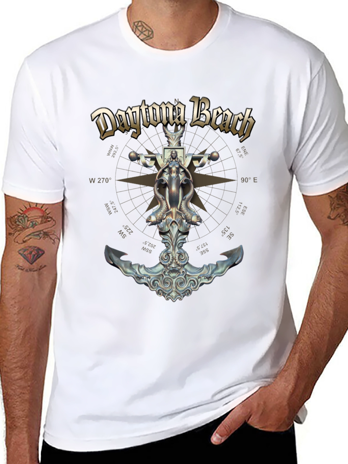 Daytona Beach Compass Anchor Graphic T-Shirt