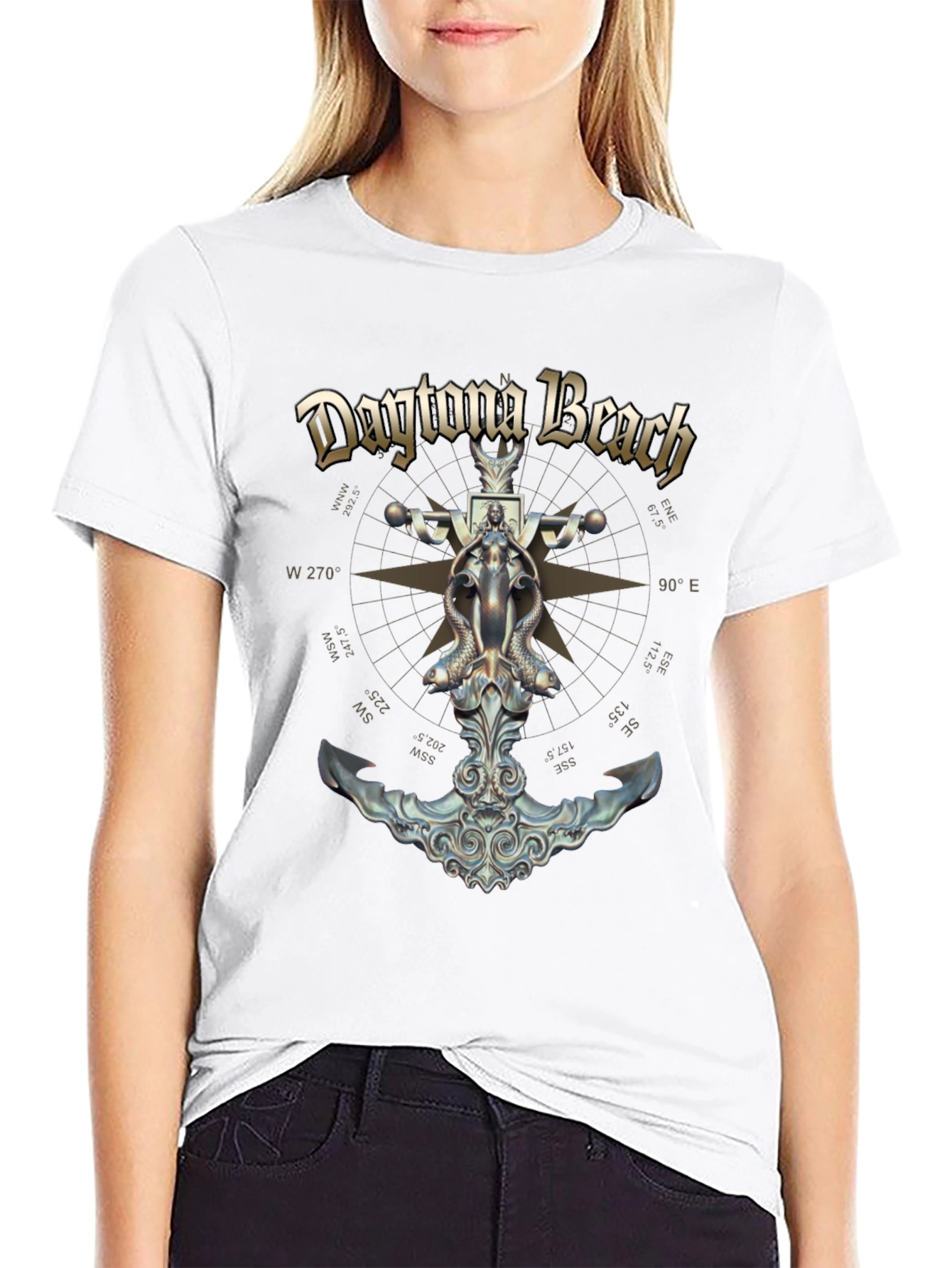 Daytona Beach Compass Anchor Graphic T-Shirt