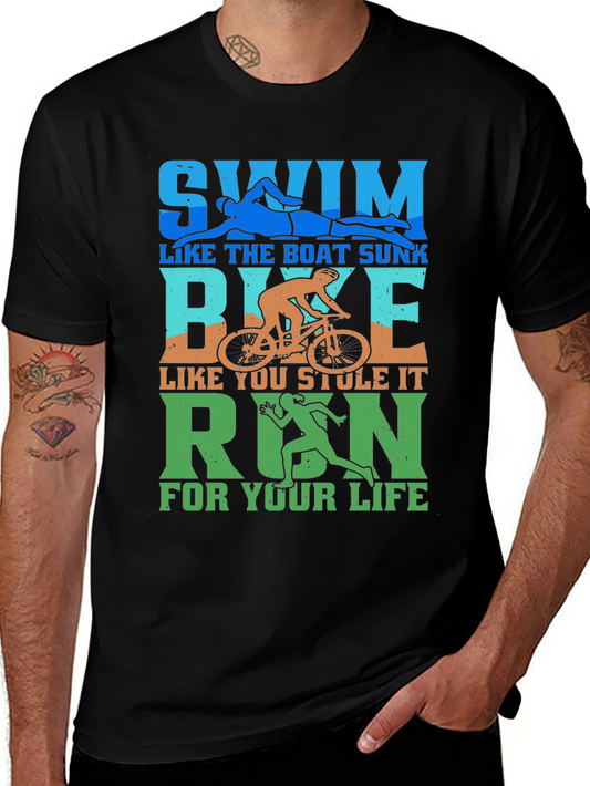 Triathlon T-Shirt: Swim Bike Run - Funny Sports Tee