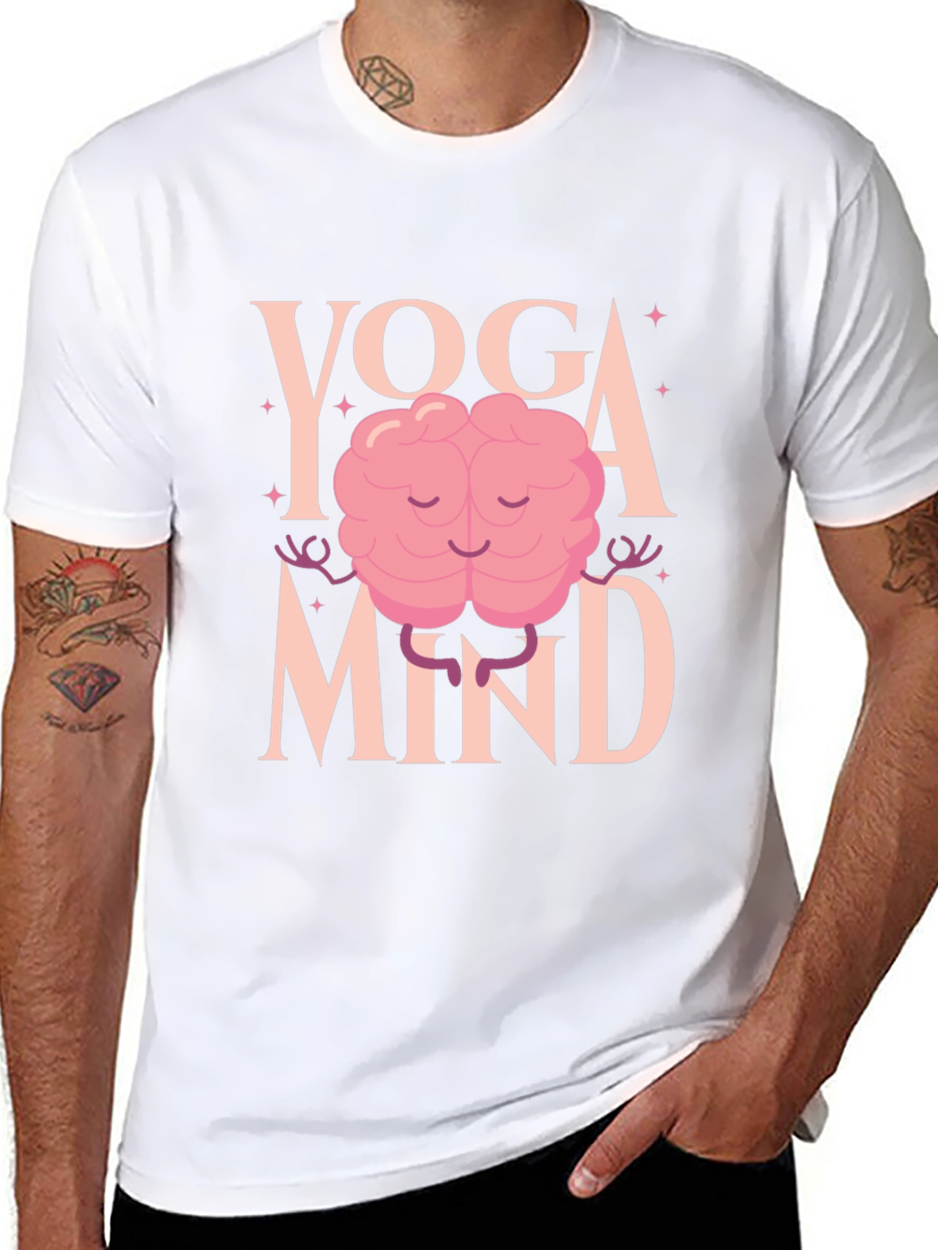 Yoga Mind Black T-Shirt - Meditating Brain Design