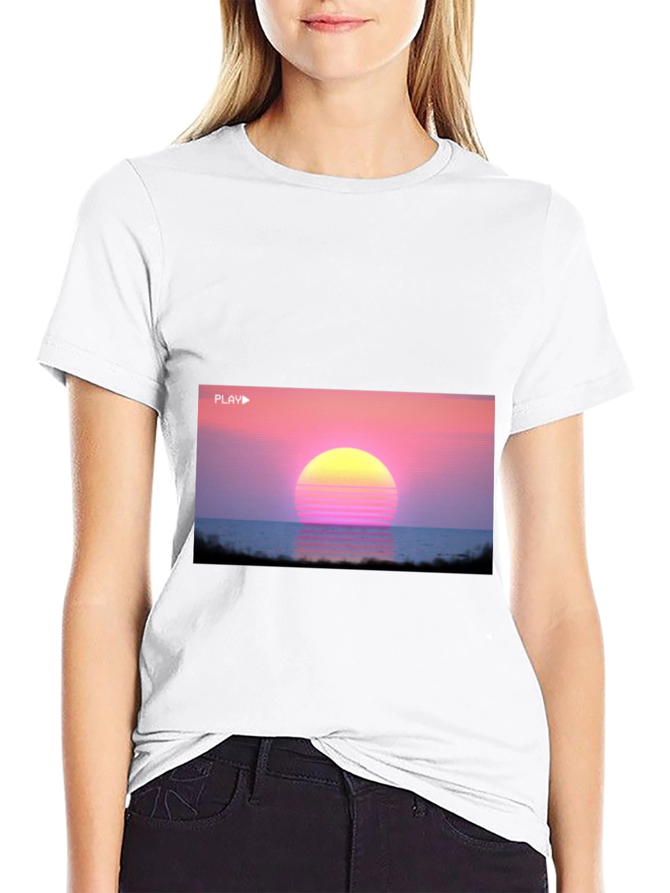 Vaporwave Sunset Graphic Tee - Retro 80s Style