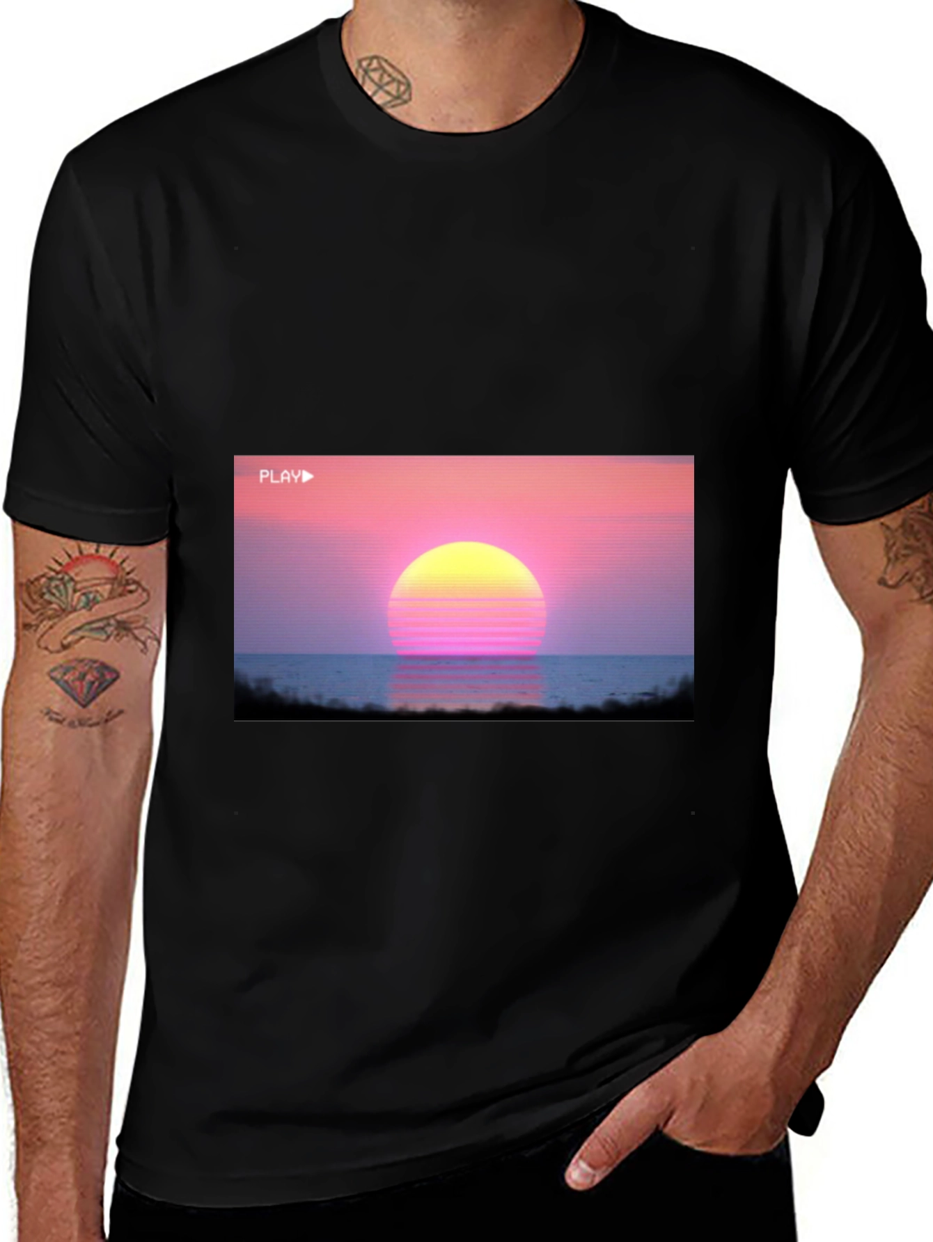 Vaporwave Sunset Graphic Tee - Retro 80s Style