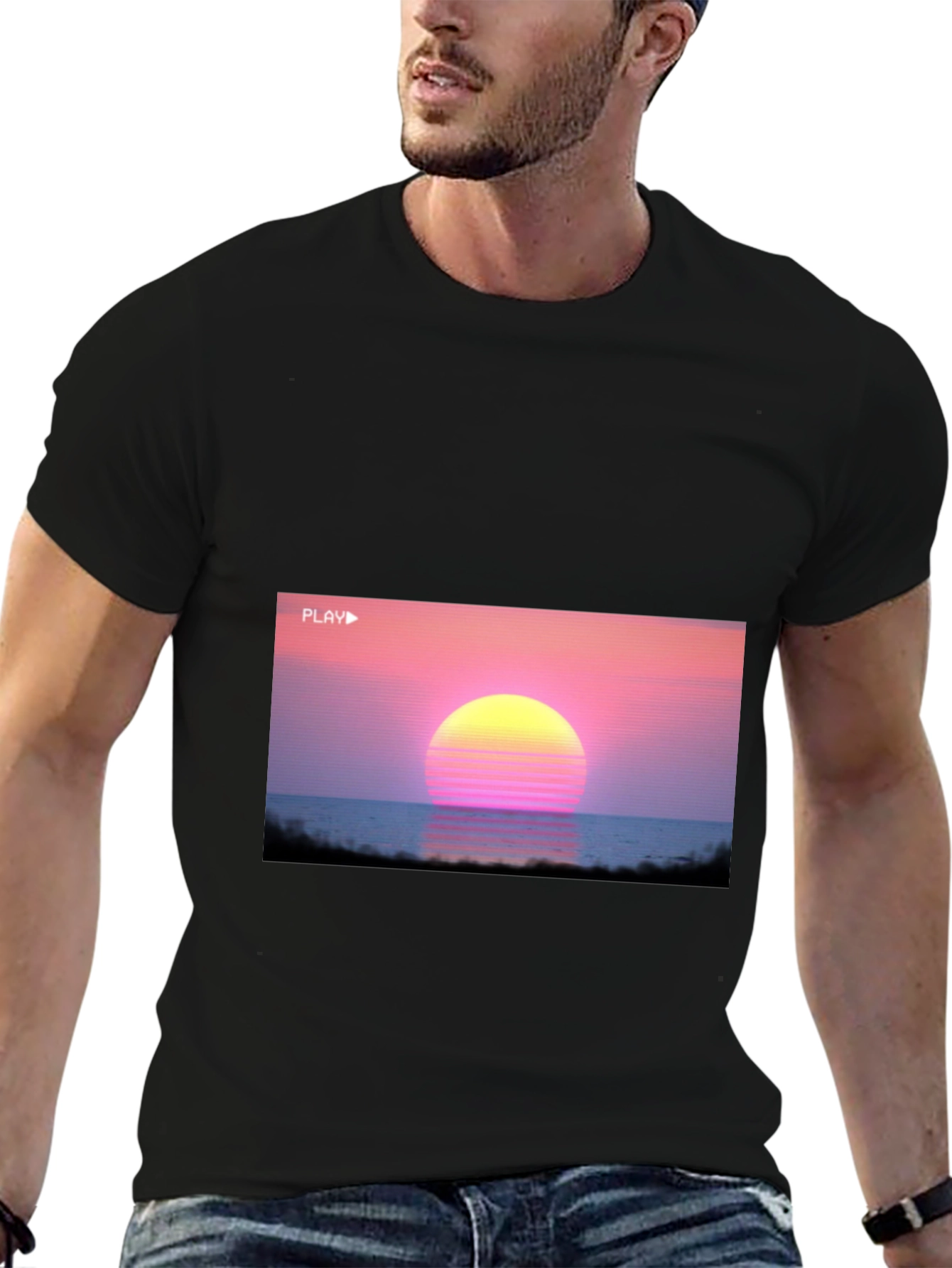 Vaporwave Sunset Graphic Tee - Retro 80s Style