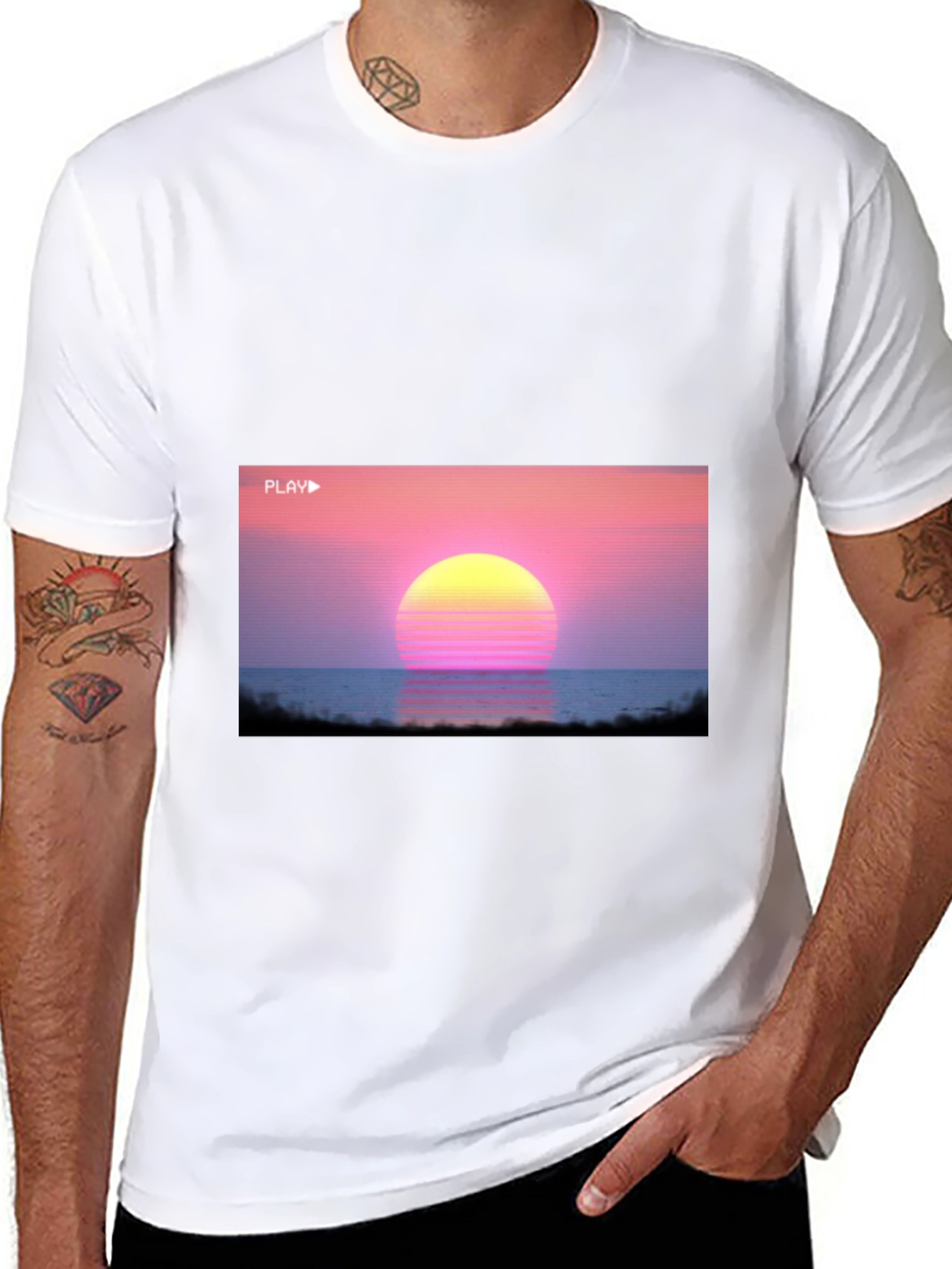 Vaporwave Sunset Graphic Tee - Retro 80s Style