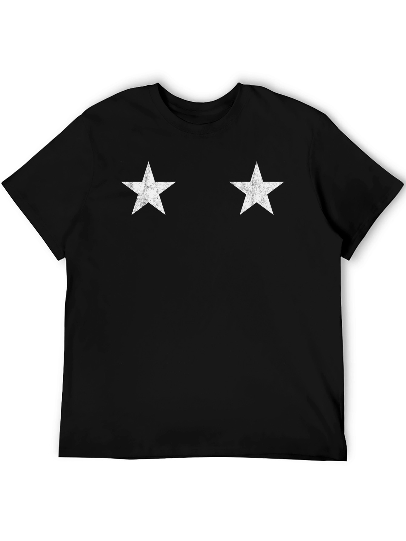 Mens Black T-Shirt with White Star Design
