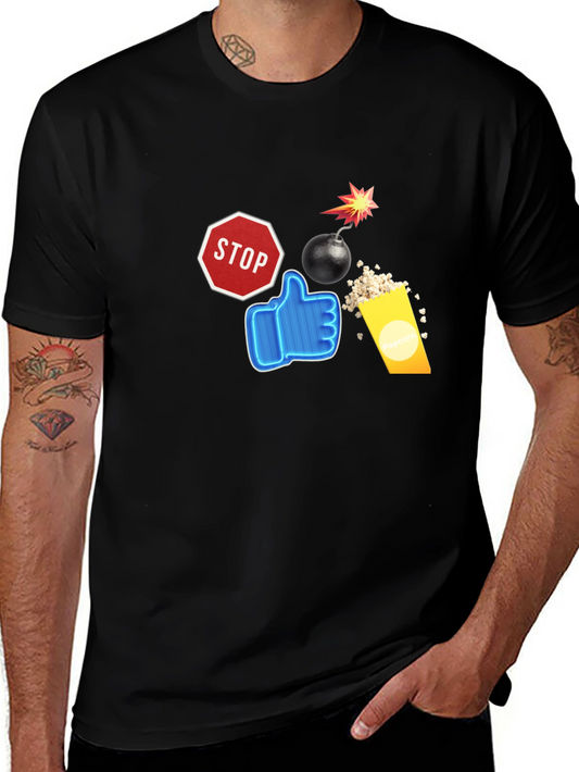 Stop Like Popcorn Bomb Black T-Shirt