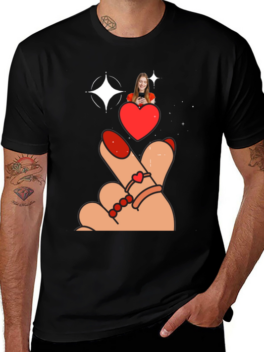 Heart Sign Graphic Tee - Stylish Black T-Shirt