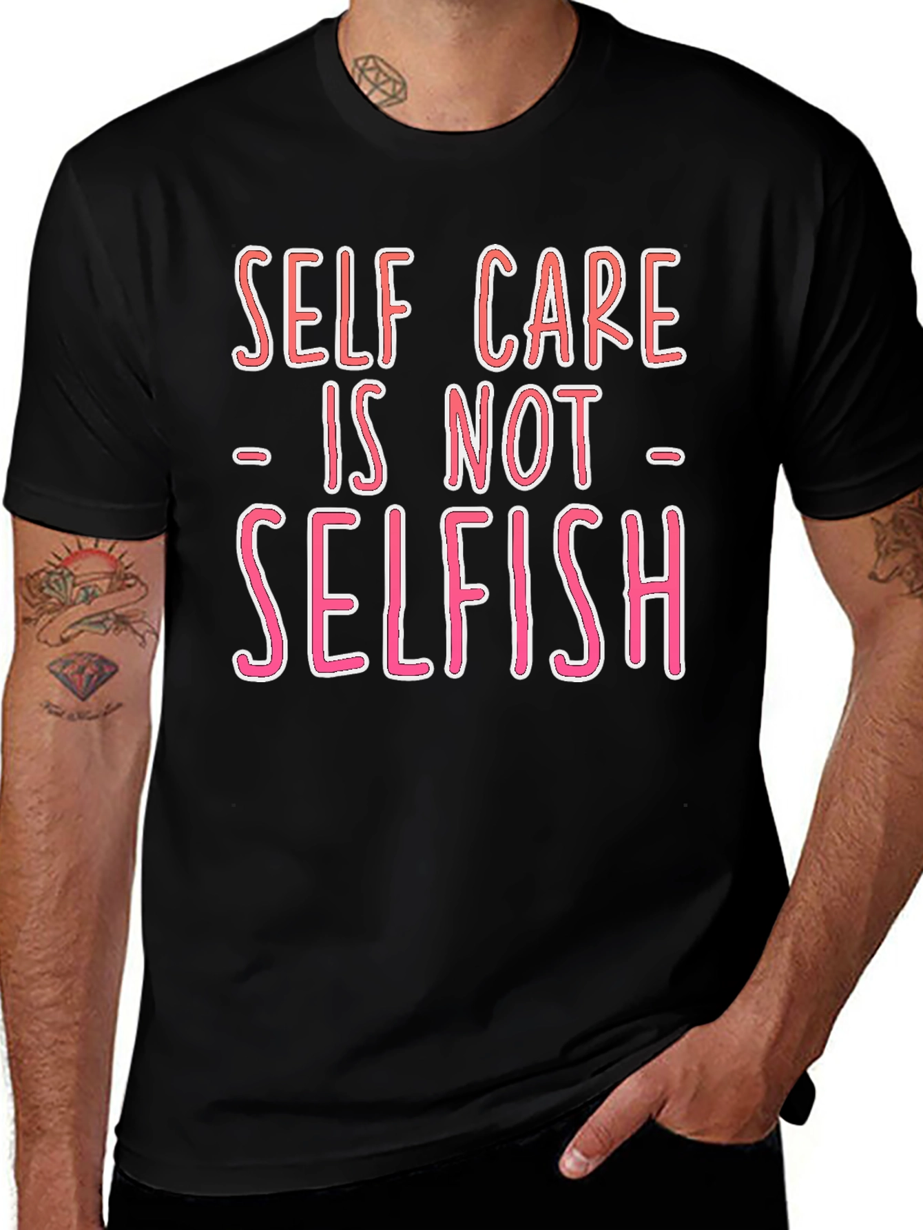 Self Care is Not Selfish Graphic Tee - Black