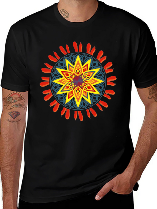 Geometric Mandala Graphic Black Tee