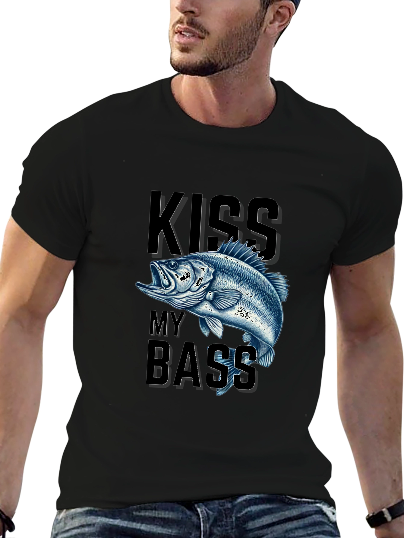Kiss My Bass Fishing T-Shirt - Black
