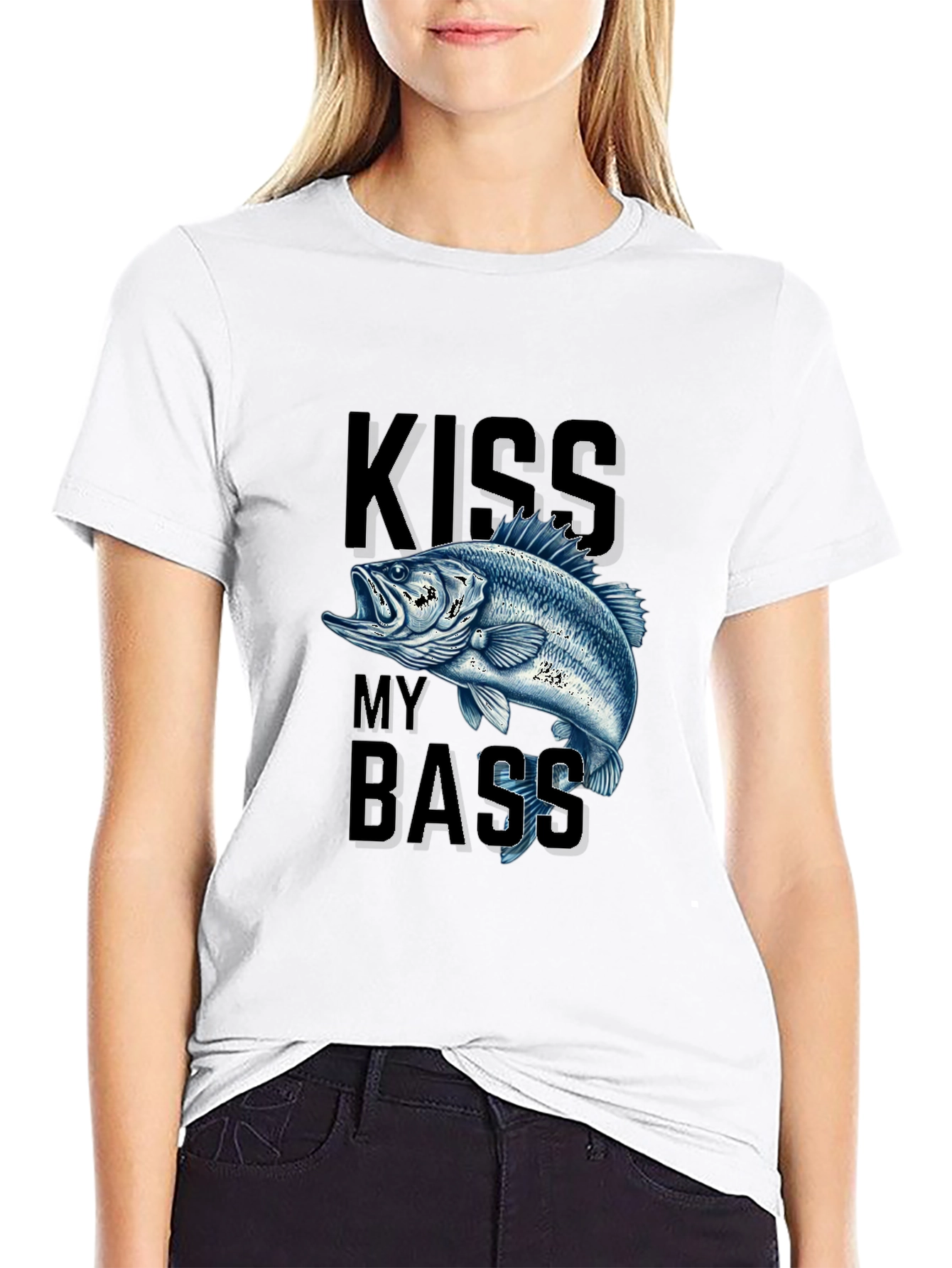 Kiss My Bass Fishing T-Shirt - Black