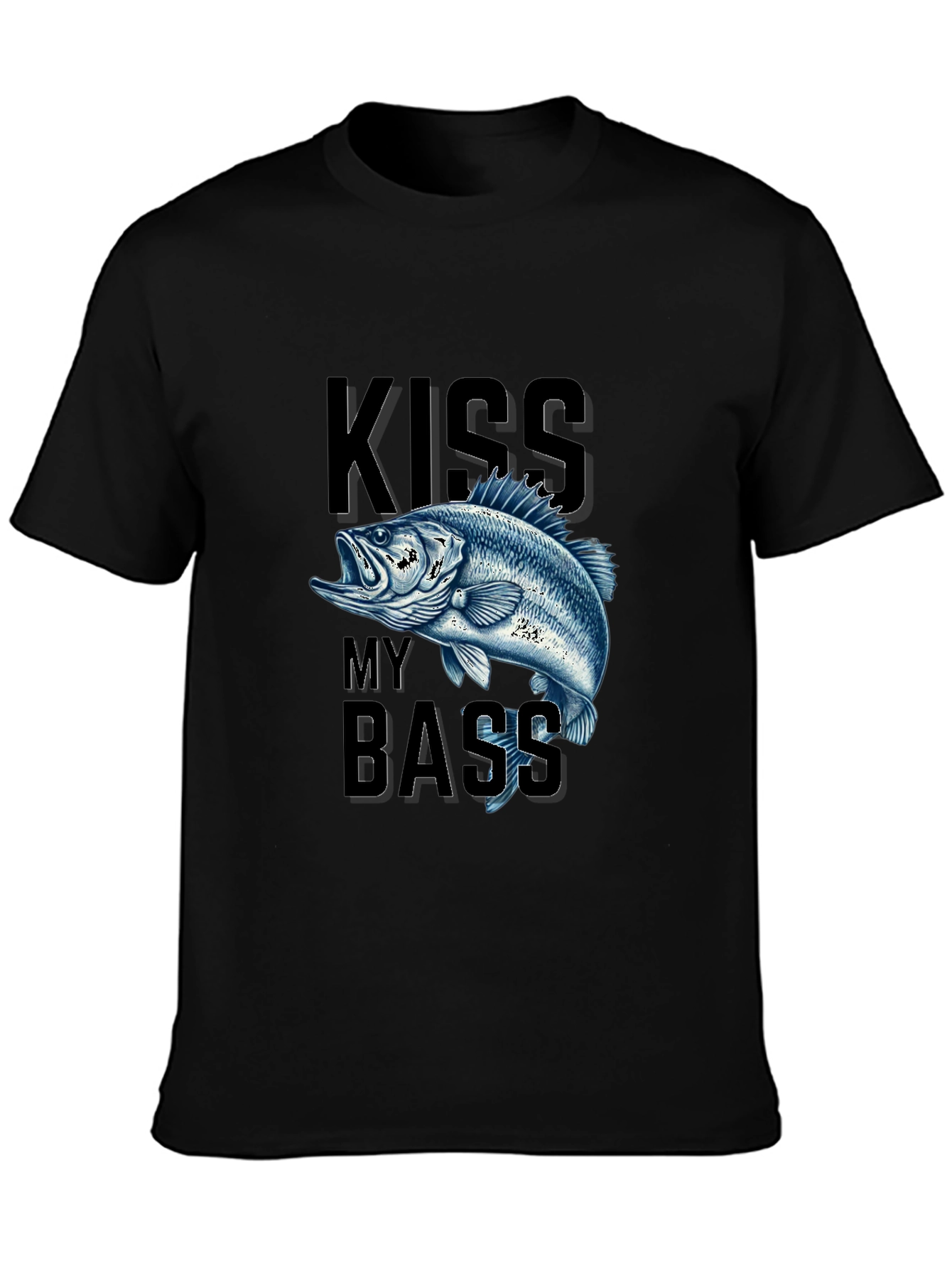 Kiss My Bass Fishing T-Shirt - Black