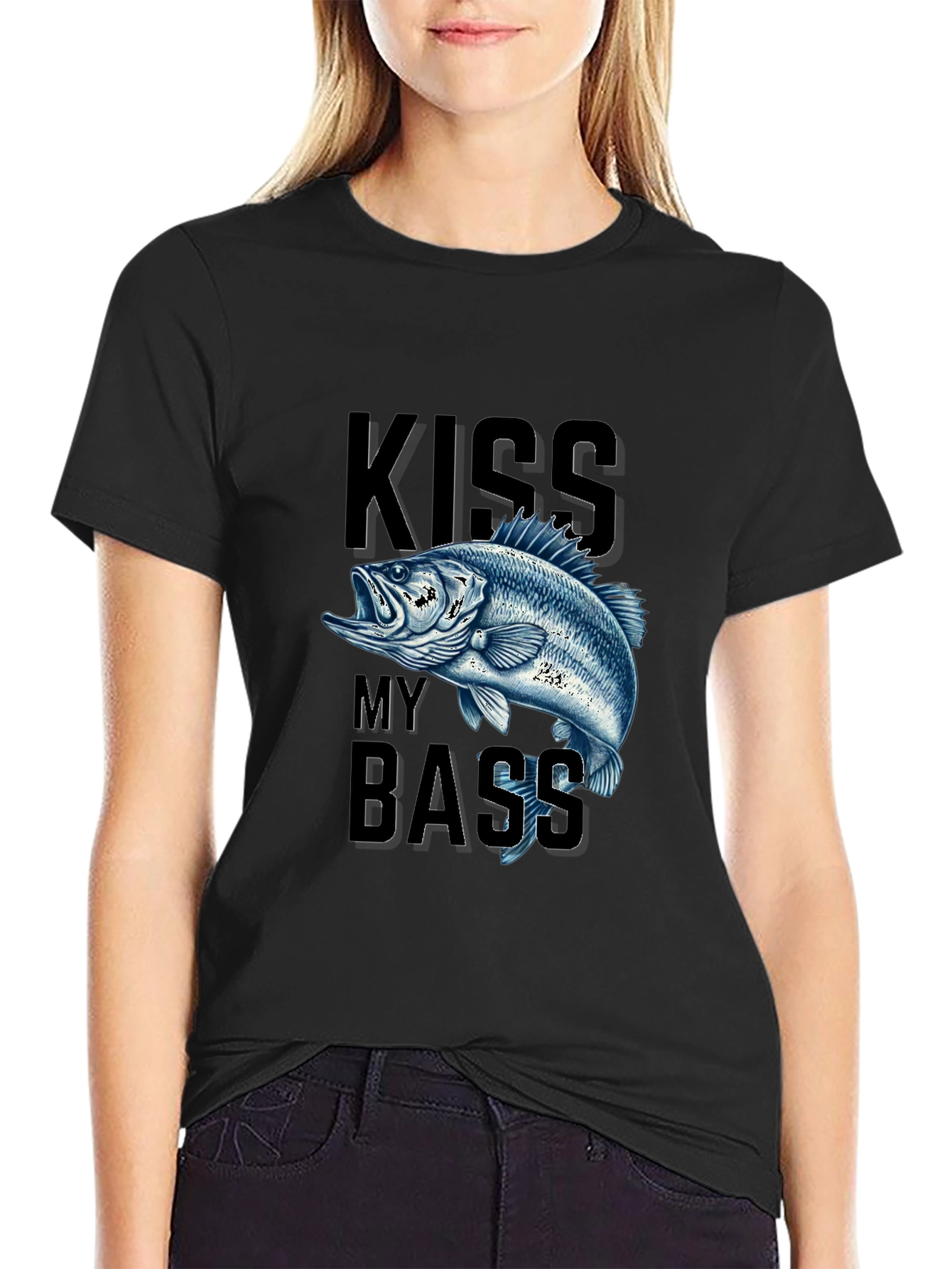 Kiss My Bass Fishing T-Shirt - Black