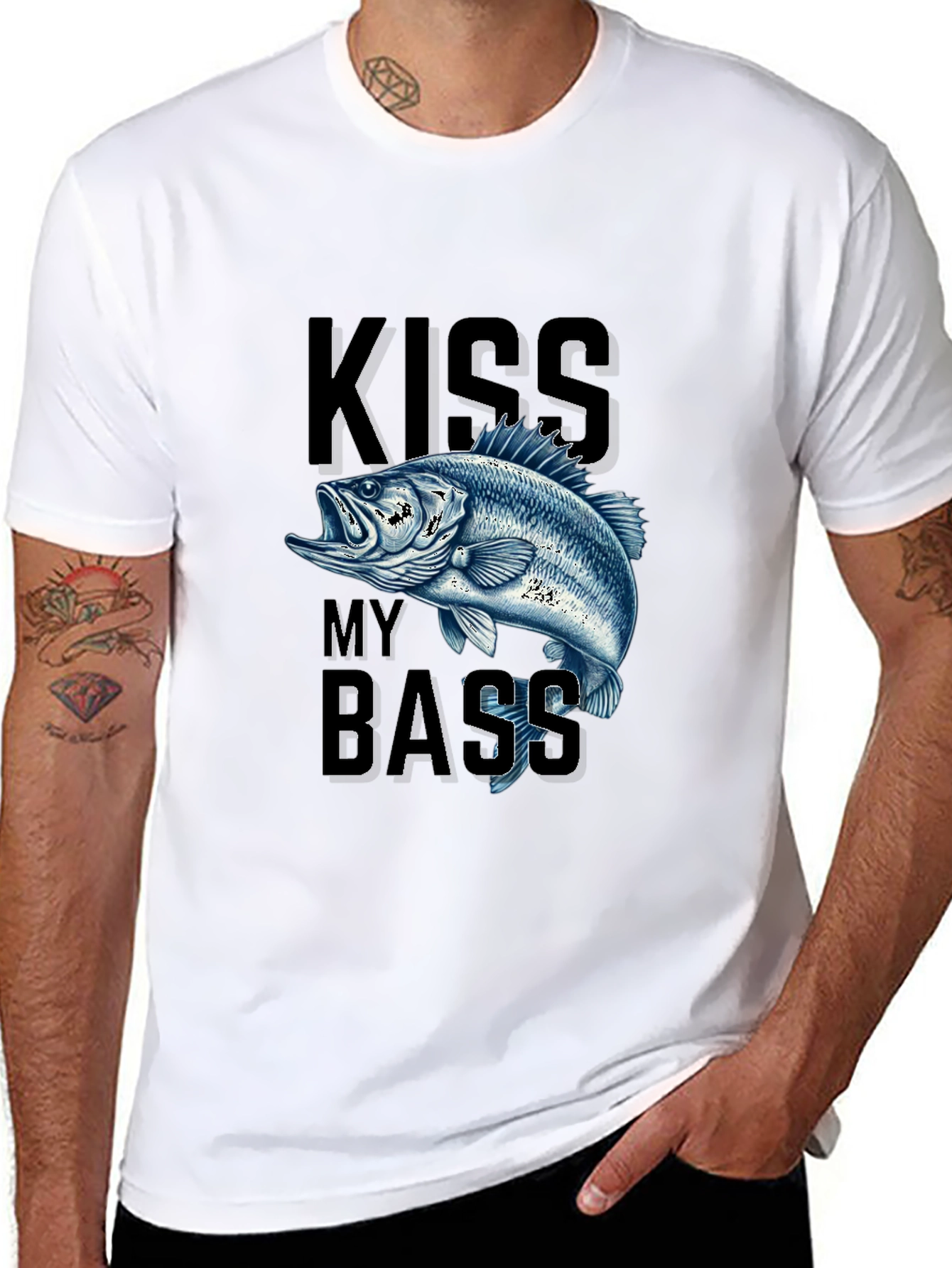 Kiss My Bass Fishing T-Shirt - Black