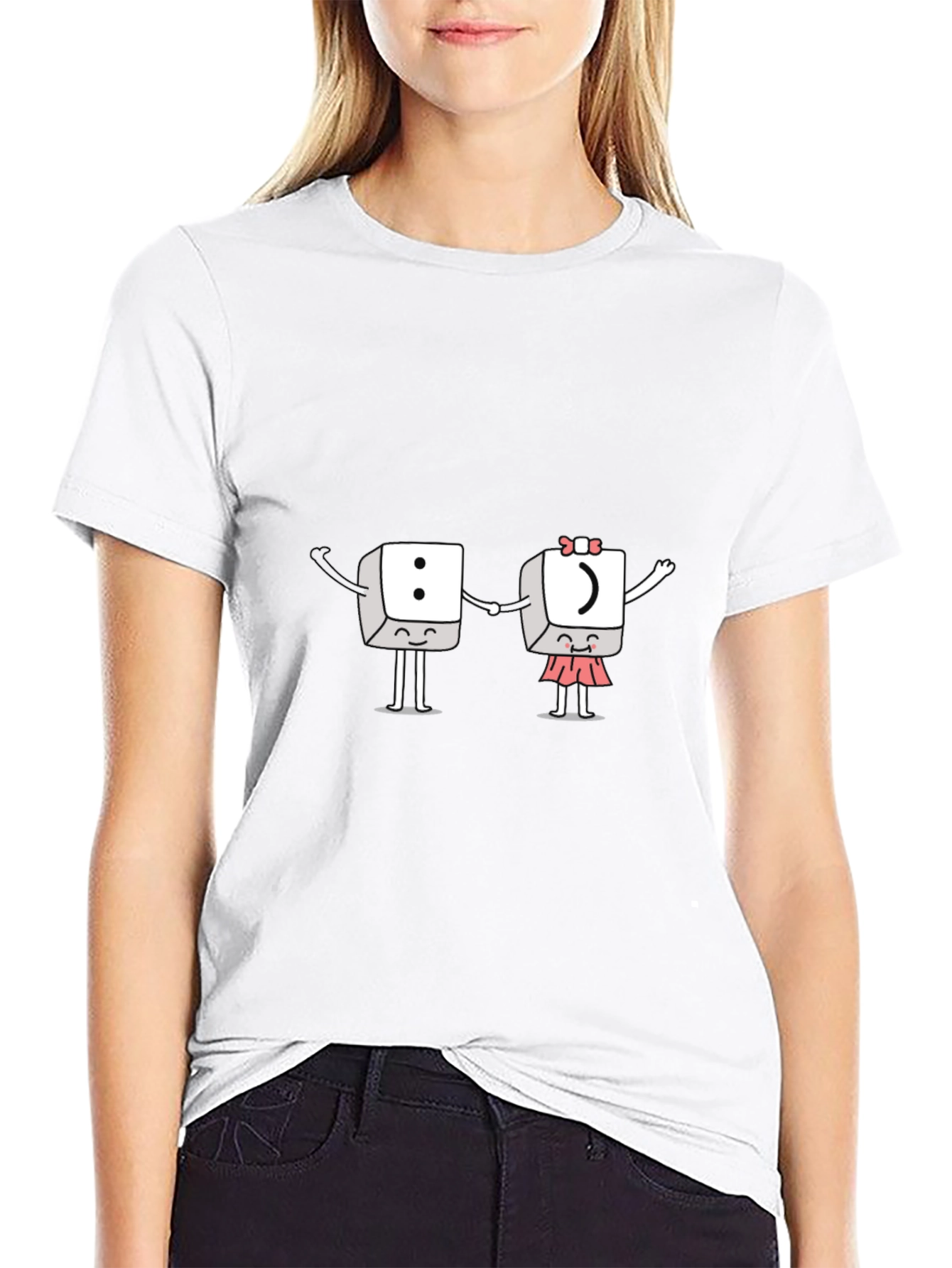 Cute Punctuation Mark Couple Black T-Shirt