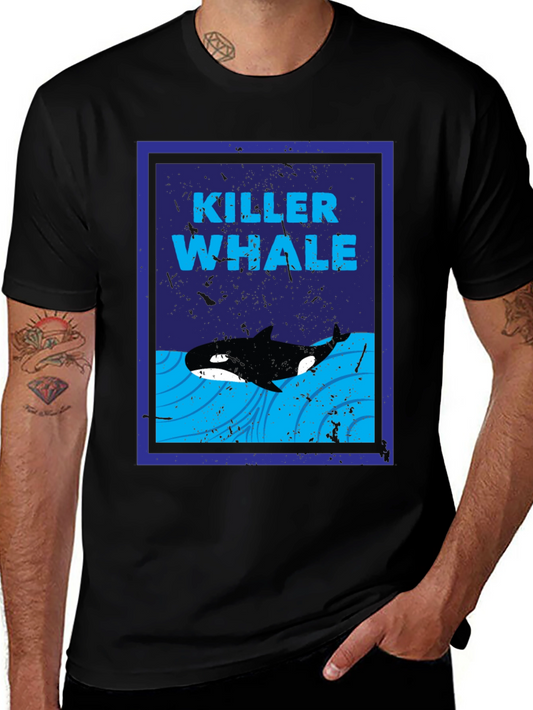 Killer Whale Graphic Print Crew Neck T-Shirt