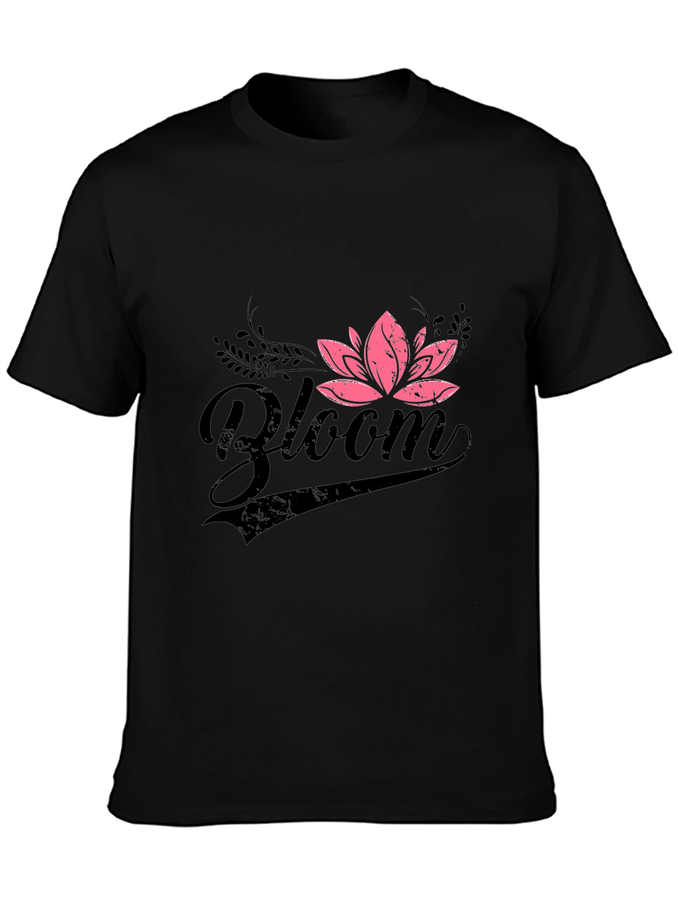 Bloom Graphic Tee - Pink Lotus Flower on Black