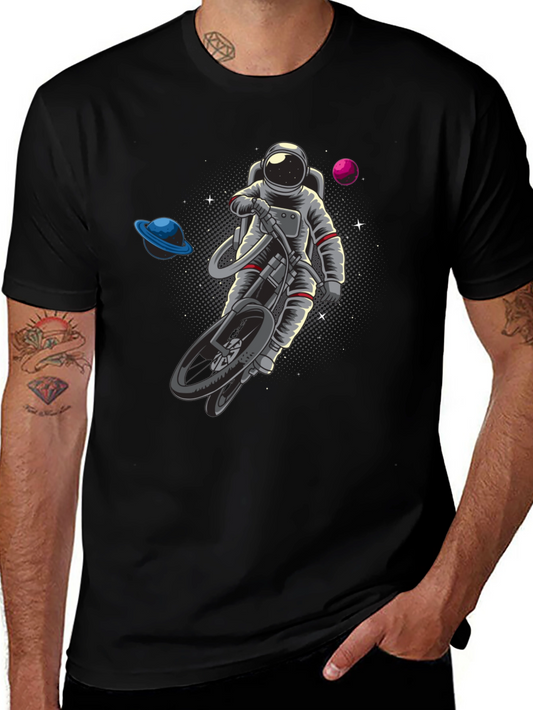 Astronaut Riding Bike in Space T-Shirt
