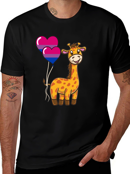 Bisexual Giraffe Heart Balloons Graphic T-Shirt