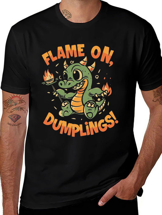 Flame On Dumplings Black Graphic T-Shirt