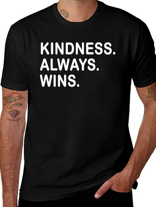 Kindness Always Wins Black Graphic T-Shirt